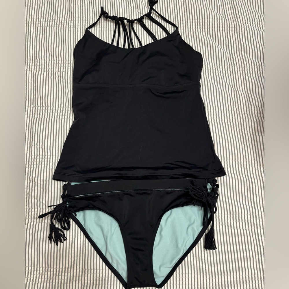 PRANA Merrow Black Tankini Set, Top and matching bottom size S Black